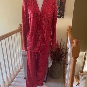 Red Sequin Women's Pantsuit Set NWOT